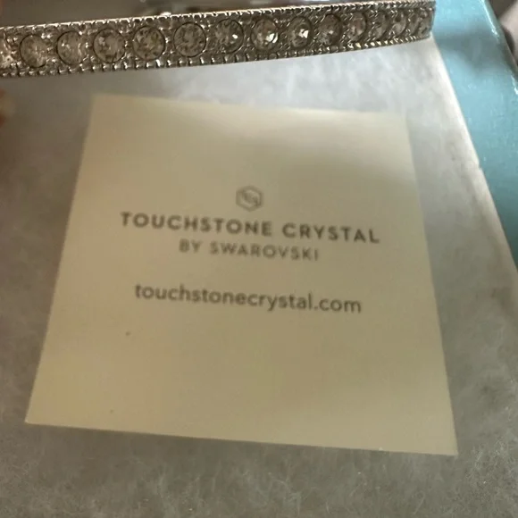 Touchstone Crystal Sleek Silver Bangle - Picture 8 of 9